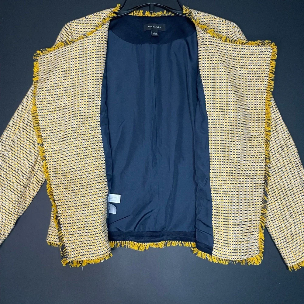 Ann Taylor Yellow and White Tweed Blazer - Picture 5 of 9